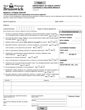 Medical Fitness Report of Licence Applicant Template