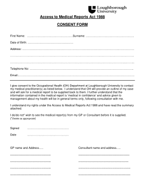 Medical Report Consent Form Template