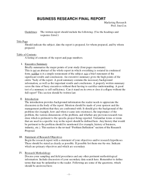 Business Research Final Report Template