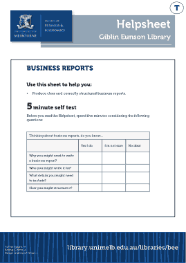 Sample Business Report Format Template