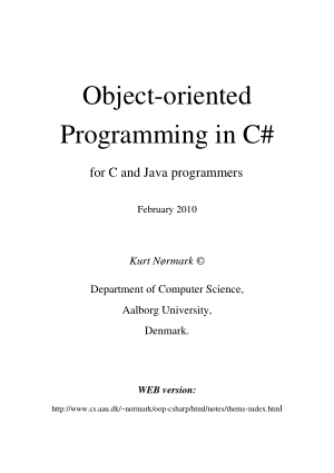 Object Oriented Programming In C# For C And Java Programmers