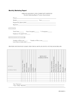 Housing Monthly Marketing Report Template