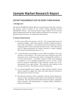 Sample Market Research Report Template