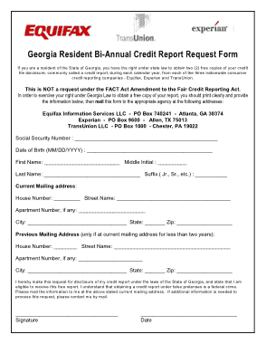 Resident Bi Annual Credit Report Request Form Template