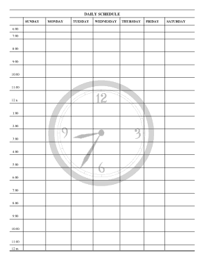 Free Download PDF Books, Blank Daily Schedule Template