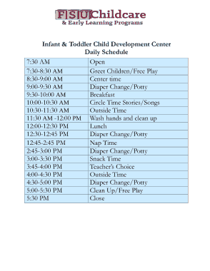Free Download PDF Books, Childrens Center Daily Schedule Template