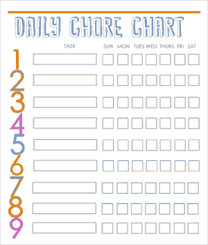 Daily Chore Scheule For Kids Template