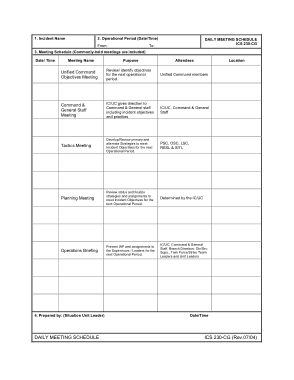 Daily Meeting Schedule Template