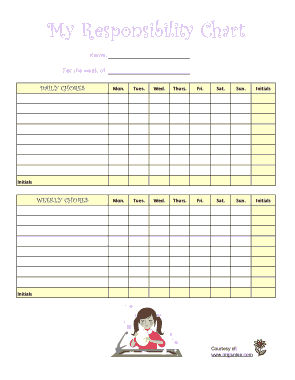 Daily Responsibility Chart Schedule Template