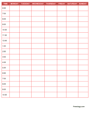 Daily Schedule Printable Free Template