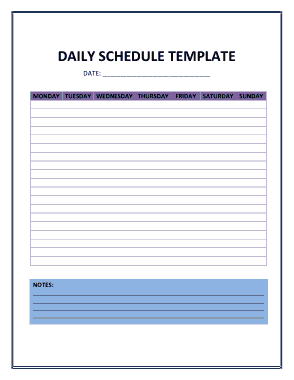 Daily Schedule Sample Template