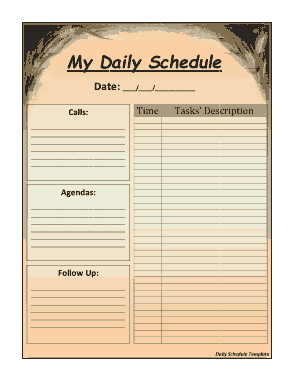 Free Download PDF Books, My Daily Schedule Template