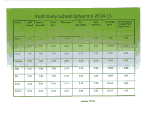 Staff Daily School Schedule Template