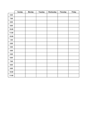Hourly Daily Schedule Template