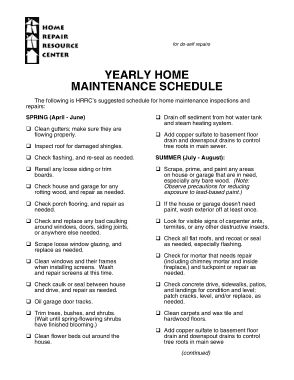 Yearly Home Maintenance Schedule Template