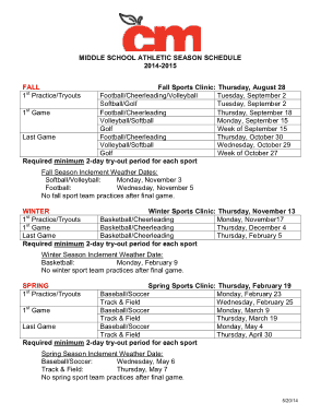 School Ethelic Season Schedule Template