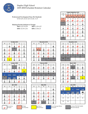 School Schedule Rotation Calendar Template