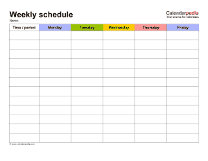 Free Download PDF Books, School Weekly Schedule Template