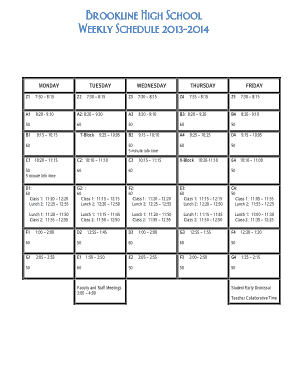 Free Download PDF Books, High School Weekly Schedule Template