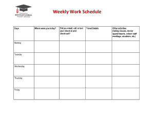 Sample Weekly Work Schedule Template