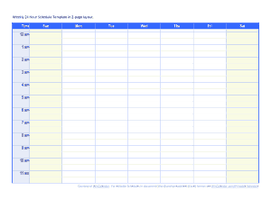 Free Download PDF Books, Schedule Weekly Landscape 24 Hours Template