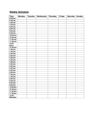Weekly Business Time Schedule Template