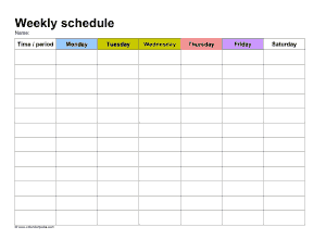 Weekly Schedule Sample Template