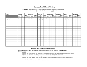 Free Download PDF Books, Minors Work Schedule Template