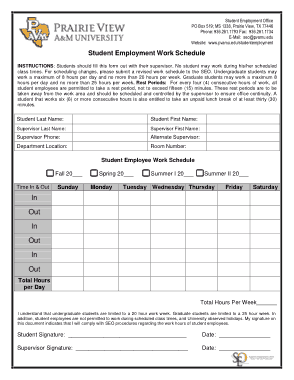Free Download PDF Books, Student Employment Work Schedule Template