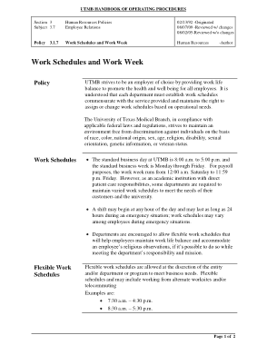 Work Schedule Policy of Employee Template
