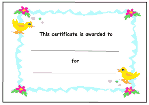 Kids Award Certificate Chicks and Flowers Template