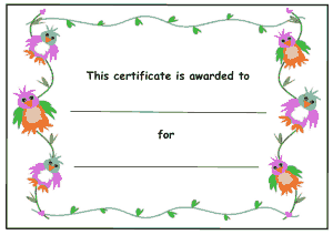 Kids Award Certificate Colorful Birds Template