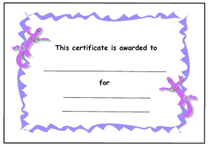 Kids Award Certificate Pruple Lizards Template
