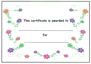 Kids Award Certificate Smal Flowers With Green Leaves Template