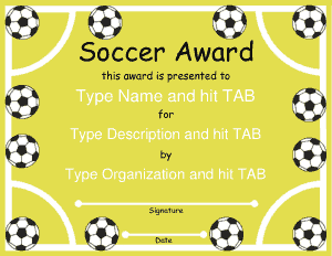 Free Download PDF Books, Soccer Award Certificate Template