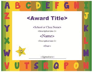 Spelling Award Certificate Template