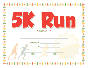 5k Run Award Certificate Template