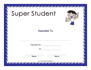 Boy Super Student Award Certificate Template