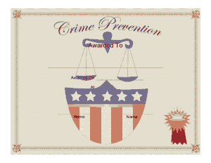 Crime Prevention Award Certificate Template