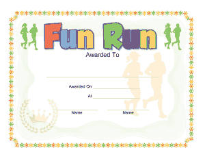 Fun Run Award Certificate Template