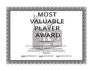Free Download PDF Books, Most Valuable Player Award Certificate Template