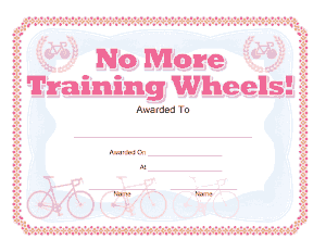 Training Wheels Award Certificate Template