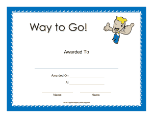 Way To Go Award Certificate Template