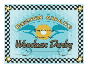 Woodcar Derby Design Award Certificate Template