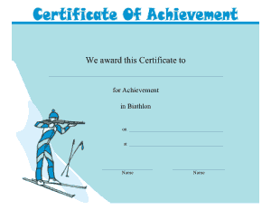 Biathlon Certificate Achievement Template