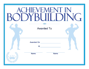 Body Building Certificate Achievement Template