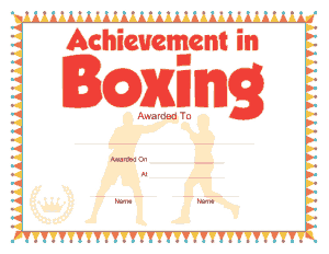 Free Download PDF Books, Boxing Certificate Achievement Template