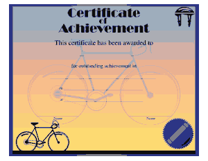 Free Download PDF Books, Certificate Achievement in Cycling Template