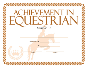 Equestrian Certificate Achievement Template