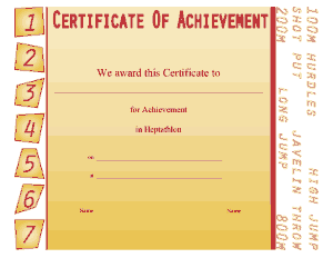 Heptathlon Certificate Achievement Template